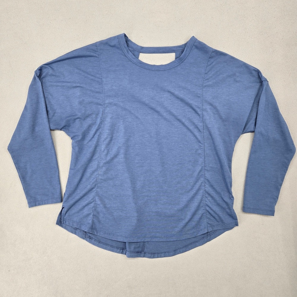 All In Motion Womens Medium Long Sleeve Top Blue Athletic Open Back Cutout Yoga